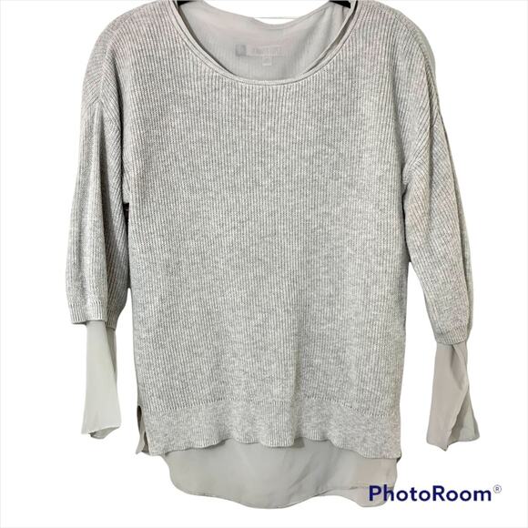 Jennifer Lopez Northern Lights Chiffon Layered Knit Gray Sweater XS - Picture 1 of 14